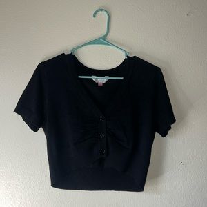 Black sweater crop top.